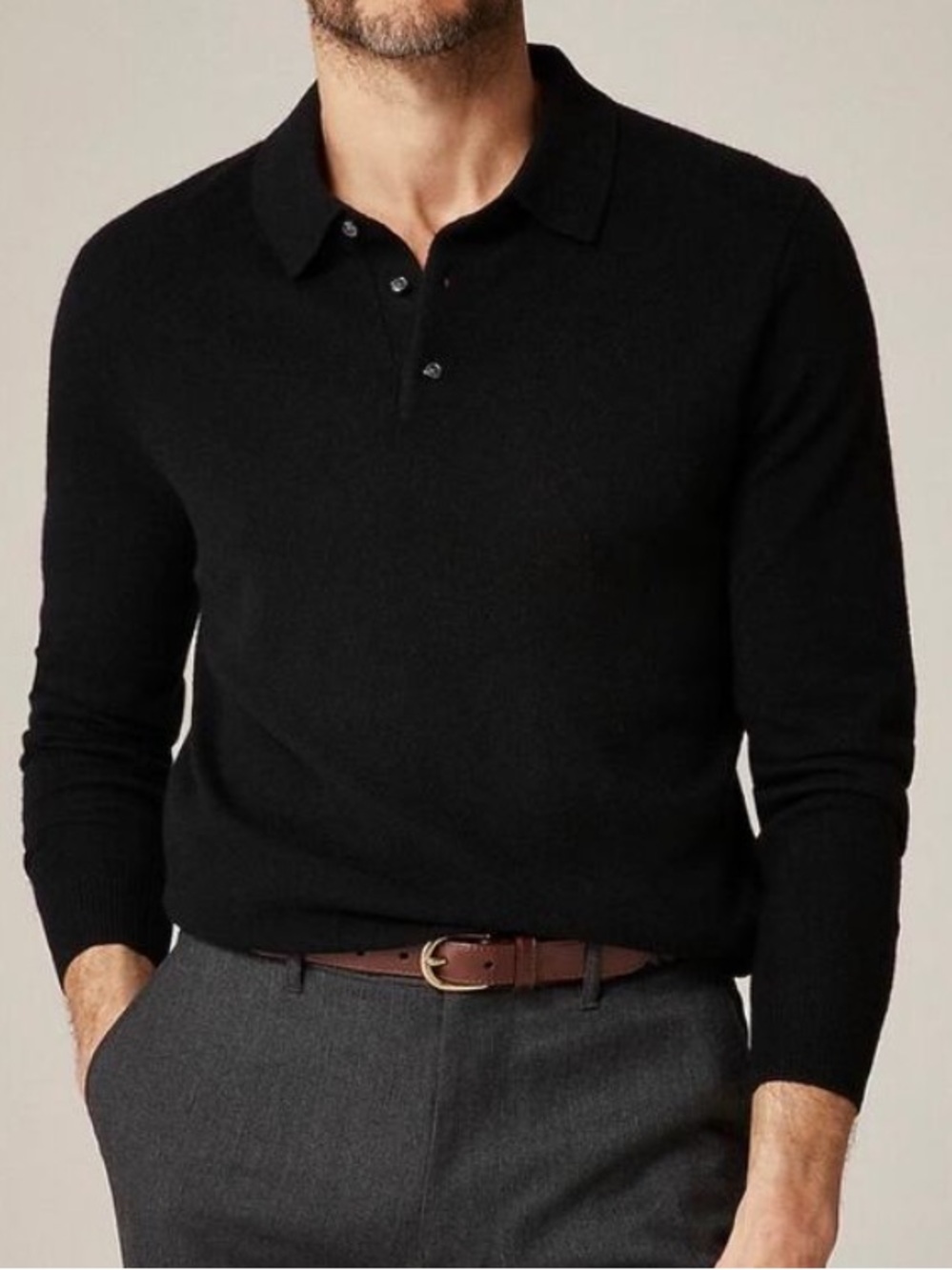 J. Crew Men's 100% Cashmere Collared Sweater Polo Black Extra Small